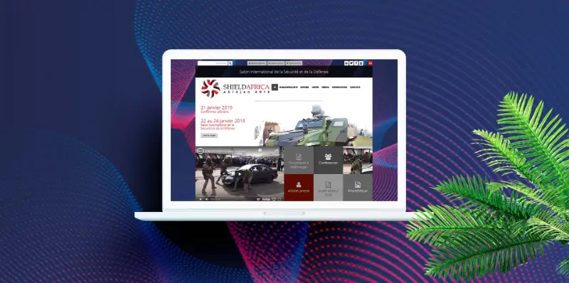 Visuel réalisé par O’communication pour COGES Events : ShieldAfrica, Expodefensa