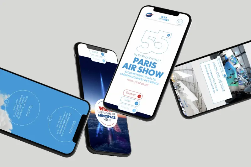 Visuel réalisé par O’communication pour SIAE : Salon du Bourget, Paris Space Hub