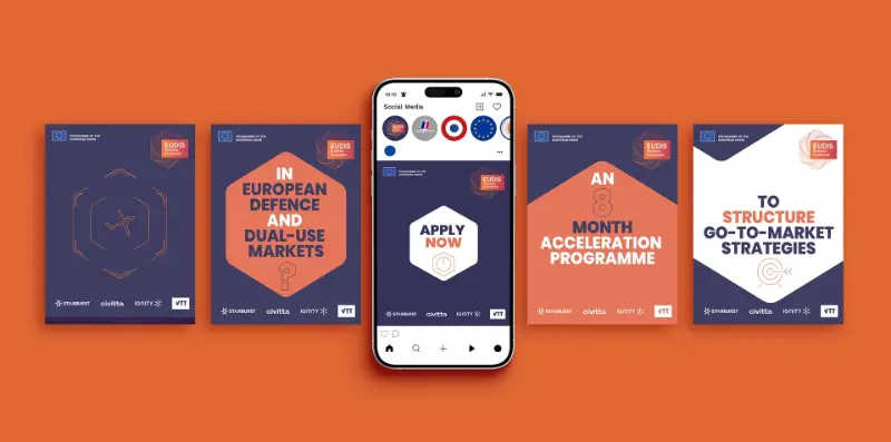 Visuel réalisé par O’communication pour Starburst / EUDIS : Programme EUDIS, DefTech Forge